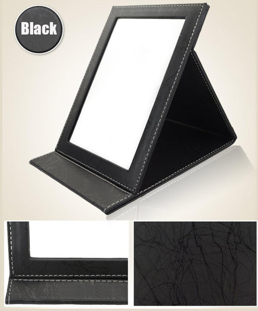 Toim Portable Pliante Miroir De Courtoisie Avec Support Pliable, Miroir Miroir De Maquillage Commode Pliable Miroir Maquillage Outils Et Accessoires, Noir, Taille L