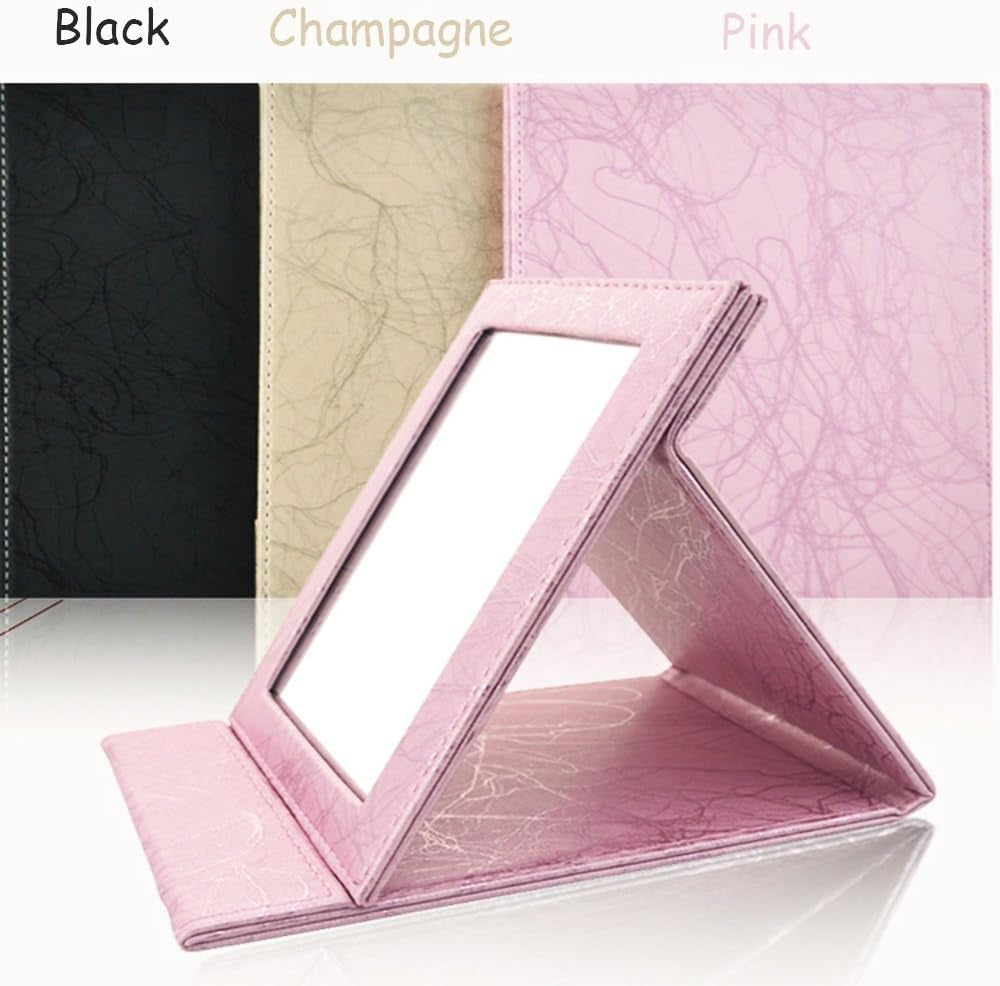 Toim Portable Pliante Miroir De Courtoisie Avec Support Pliable, Miroir Miroir De Maquillage Commode Pliable Miroir Maquillage Outils Et Accessoires, Noir, Taille L