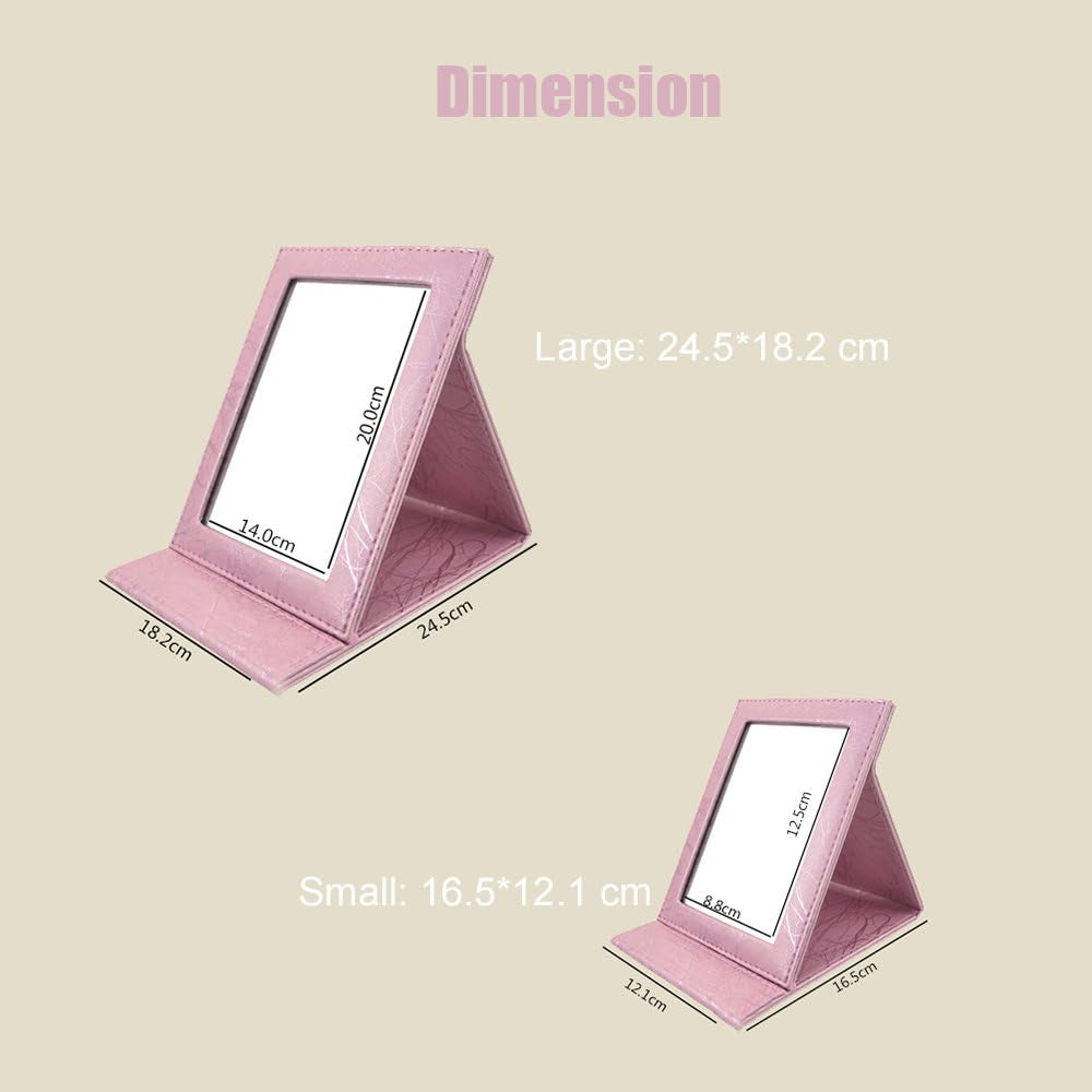 Toim Portable Pliante Miroir De Courtoisie Avec Support Pliable, Miroir Miroir De Maquillage Commode Pliable Miroir Maquillage Outils Et Accessoires, Noir, Taille L