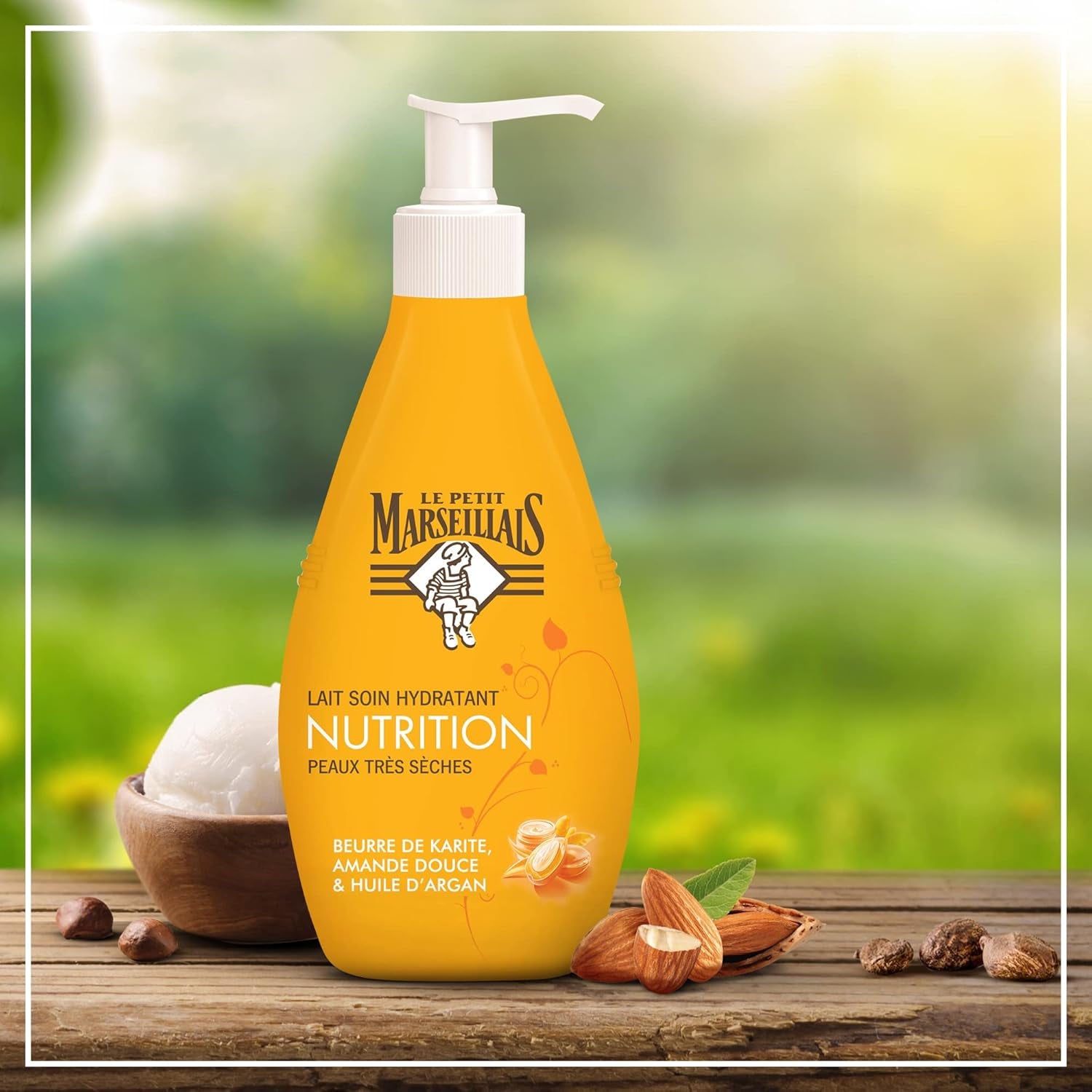 | Lait Soin Hydratant Nutrition Peaux Très Sèches (Flacon-Pompe De 250 Ml) – Lait Corps Au Beurre De Karité, Amande Douce Et Huile D'Argan – 24 H De Confort Cutané