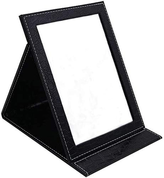 Toim Portable Pliante Miroir De Courtoisie Avec Support Pliable, Miroir Miroir De Maquillage Commode Pliable Miroir Maquillage Outils Et Accessoires, Noir, Taille L