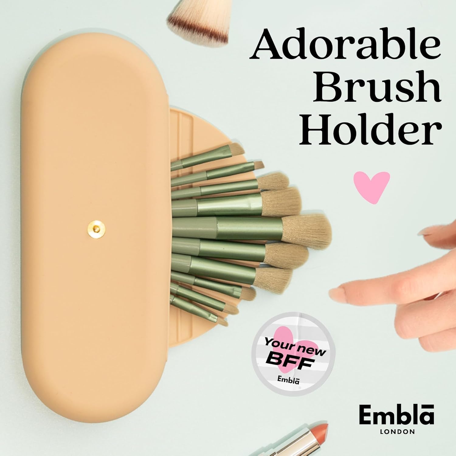 Makeup Brush Holder Travel Cosmetic Case Pouch, Soft Silicone Cosmetic Bag Make up Brushes Holder with Secure Snap Closure, Travel Makeup Brush Case, Rosette