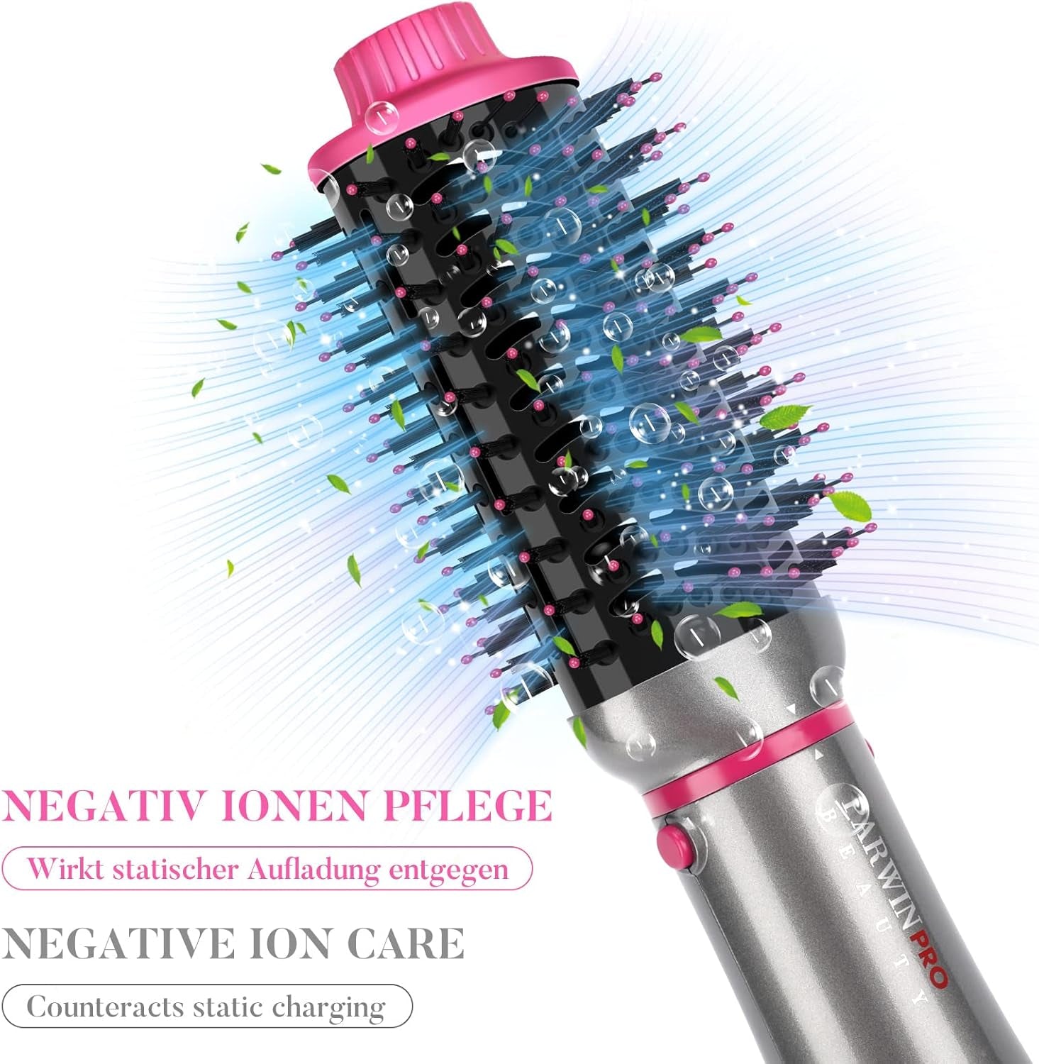 Ensemble De Styler 4 EN 1,  Brosse Soufflante Et Sèche Cheveux, Avec Accessoires, Sécher, Lisser, Donner Du Volume Coiffer, Seche Cheveux Soins Ioniques, 1000W (GRIS), AB0319-4P-PK